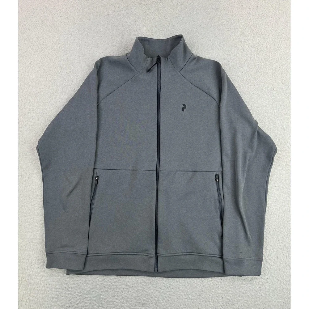 Peak Performance Jacket Mens Large Gray Pulse Zip Track Full Zip Performance